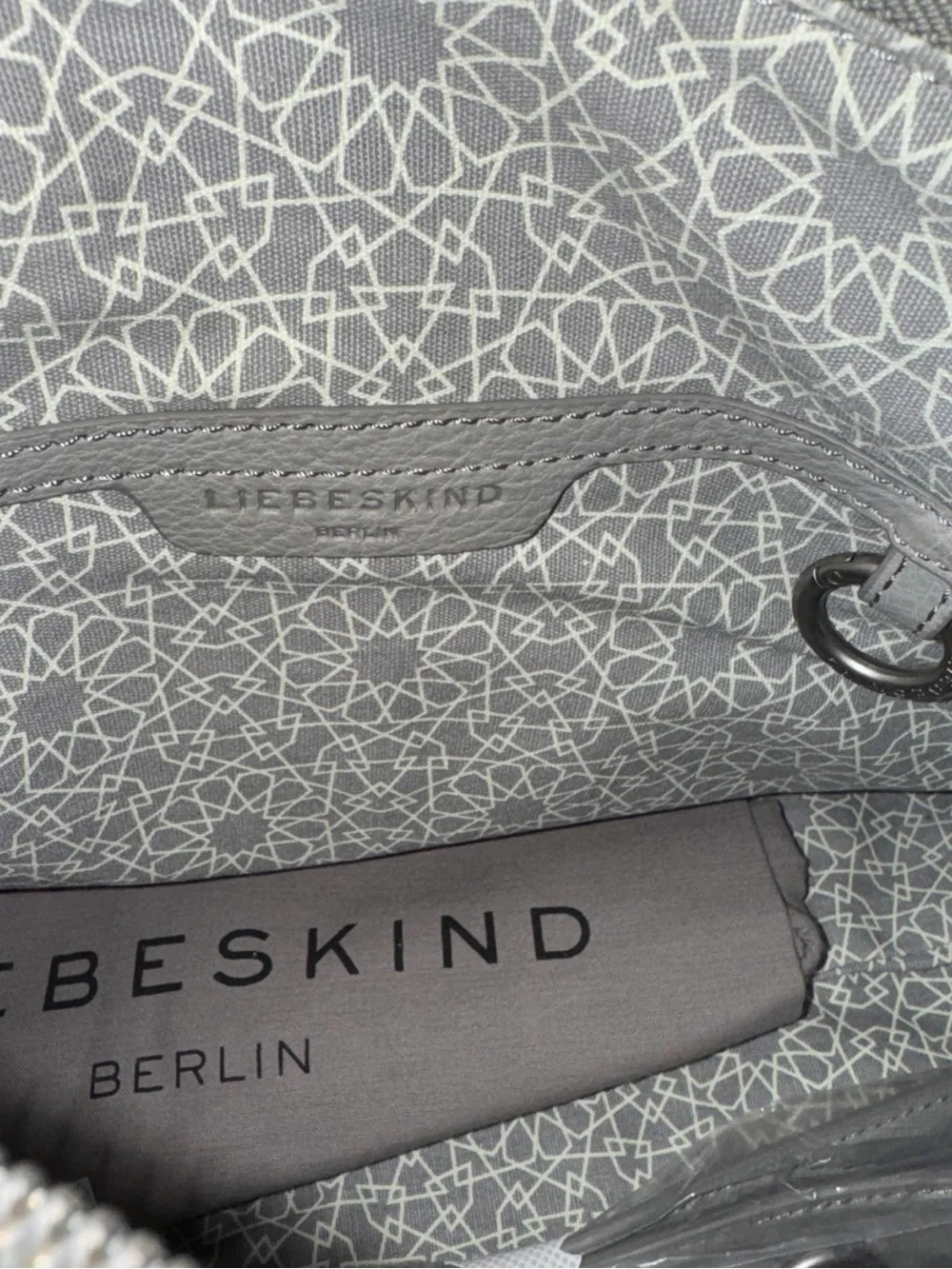 Liebeskind Pale Gray Pebbled Leather Satchel